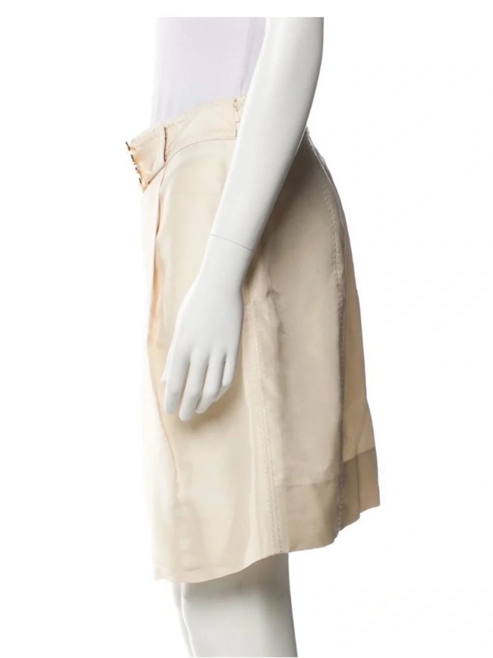 Tory Burch 100% Silk Cream A-Line Skirt with Gold Emblem